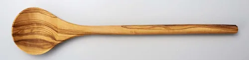 Vista 3 de Naturally Med - Cuchara de cocina de madera de olivo de 12". Hecho a mano en Túnez. Cuchara para sartenes antiadherentes. Cuchara de cocina