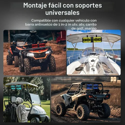 Vista 8 de Barra de sonido UTV, barra de sonido impermeable IP66 Bluetooth para carrito de golf, sistema de altavoces ATV, barra de sonido SXS compatible