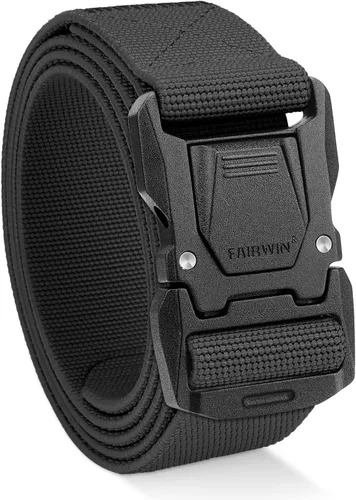 Vista 14 de FAIRWIN Tactical Belt Men, 1.5" Stretch Nylon Web Military Hiking Rigger Work Belts with Quick-Release Seatbelt Buckle