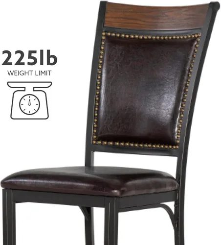 Vista 9 de Powell Furniture Franklin - Juego de 2 sillas de comedor de metal y piel sintética con clavos acentuados en madera, color marrón oscuro