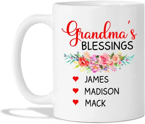 Vista 10 de Taza de café con texto en inglés "Grandma No Matter How Hard Life Gets At Least You Do Not Have Ugly Grandchildren - Taza de café para abuela, taza