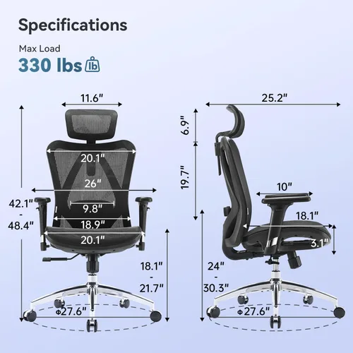 Vista 13 de SIHOO Silla de oficina ergonómica M57, silla de escritorio con respaldo