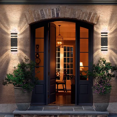 Vista 6 de Luces de pared para exteriores de anochecer a amanecer - Diseño impermeable de 2 capas, modernas lámparas de exterior de aluminio para casa, luces