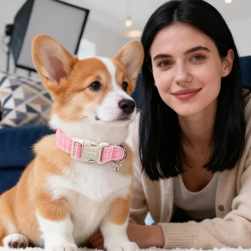 Vista 131 de DOGWONG Collar para perro de San Valentín, collar ajustable de algodón con corazón de caramelo azul, perfecto para perros pequeños a medianos