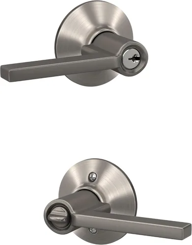 Vista 31 de Schlage F51A LAT 716 Latitude - Manija de puerta con bloqueo de entrada con llave, en acabado de bronce envejecido