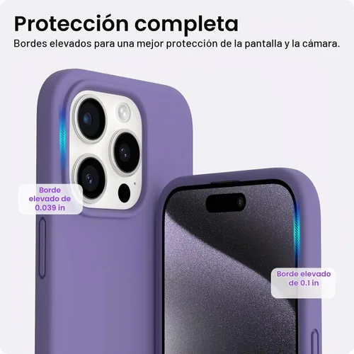 Vista 4 de ORNARTO Funda compatible con iPhone 15 Pro de 6.1 pulgadas, silicona líquida de 3 capas cubierta completa de goma de gel suave, funda protectora