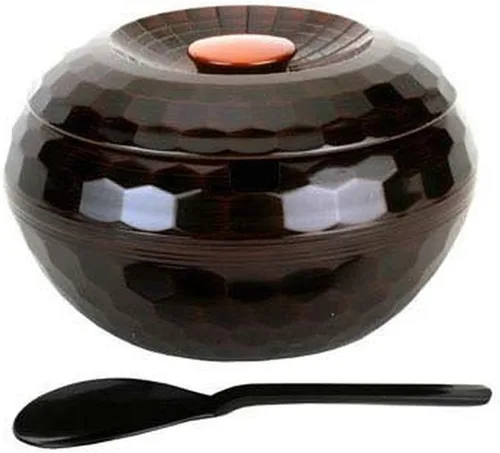 Vista 10 de JapanBargain 2073, cuenco de arroz con tapa y pala de paleta de arroz, recipiente de arroz japonés Ohitsu chino asiático restaurante arroz