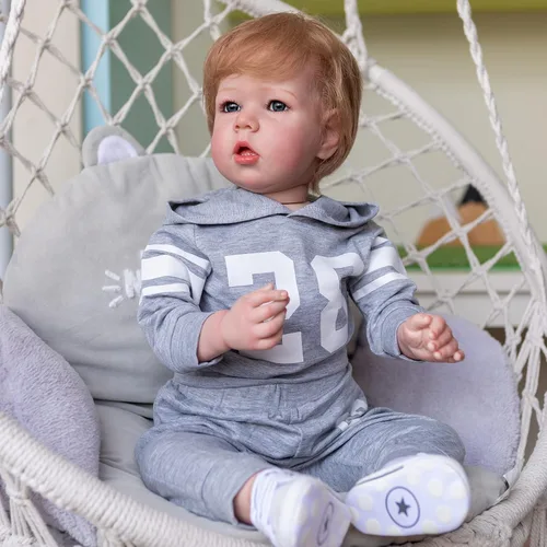 Vista 9 de Angelbaby Muñecas de bebé recién nacidas realistas de niña negra con pelo de 24 pulgadas, muñeca de bebé recién nacida afroamericana con aspecto