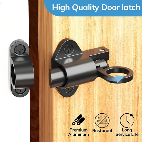 Vista 3 de AMS-CX01-B - Paquete de 2 unidades de cerradura de puerta de cierre automático, pestillo automático de puerta con pasador de resorte, pestillo