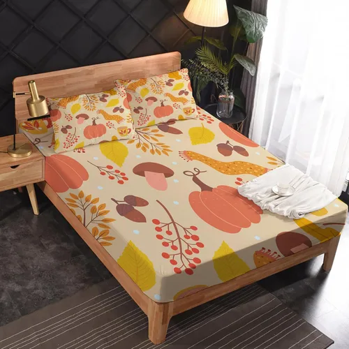 Vista 2 de Juego de sábanas para decoración de otoño, tamaño individual, sábanas de microfibra suave, bolsillo profundo, sábanas y fundas de almohada