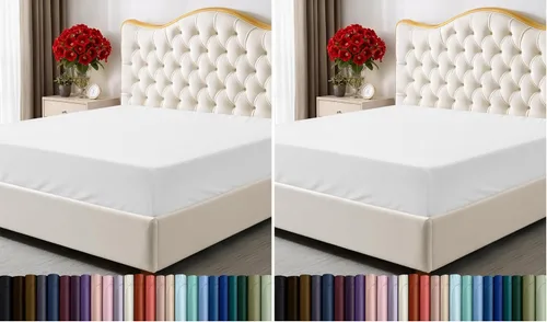 Vista 45 de Utopia Bedding - Paquete a granel de 2 sábanas bajeras ajustadas de microfibra cepillada suave con bolsillos profundos, resistentes al encogimiento