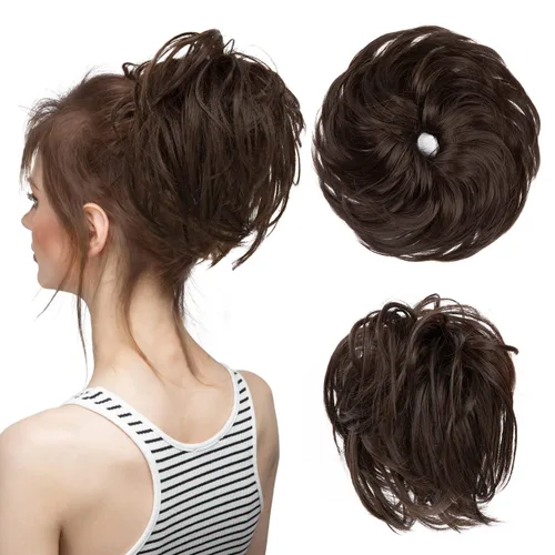 Vista 8 de Extensiones de cabello rizado con cola de caballo, cabello sintético con coleta recta, coleteros para mujer, rubio ceniza/rubio playa