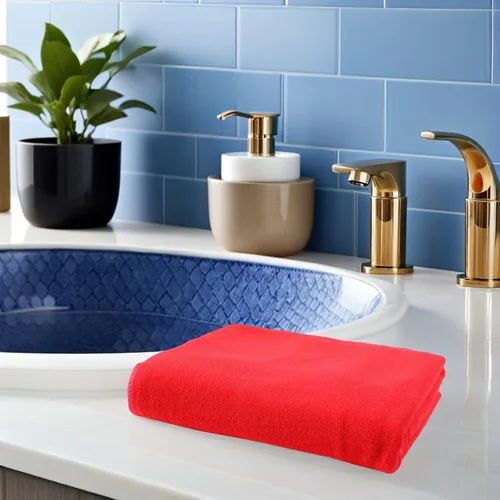 Vista 6 de Toalla de baño de secado rápido, extra grande, toalla ligera para spa, playa, natación, camping, color rojo