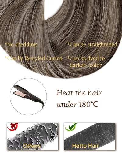 Vista 47 de 【Descuento】Hetto - Extensiones de cabello con cinta adhesiva, 40g, extensiones de cabello humano, color rubio ceniza oscuro degradado a rubio medio