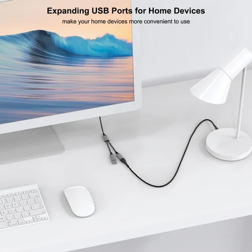 Vista 3 de Jasput Cable USB a USB, cable de carga USB macho a hembra y cable USB doble de transferencia de datos, cable de carga múltiple para TV, luz, carga