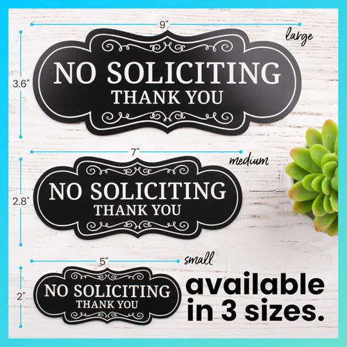 Vista 6 de ExcelMark Premium Letrero de «No Solicitar» para la Casa - Fabricado en los EE. UU. (Mediano - 7 cm x 17.8 cm, Negro con Letras Blancas)