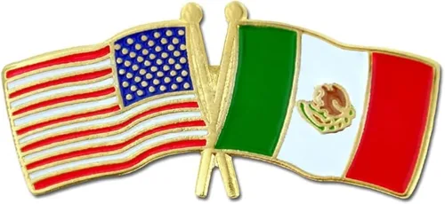 Vista 76 de PinMart Pin de solapa esmaltado con bandera de la amistad cruzada de Estados Unidos y el mundo