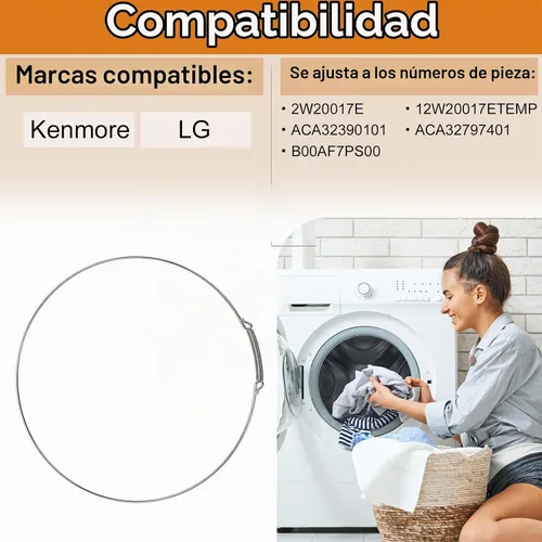 Vista 2 de 2W20017E - Abrazadera de resorte para puerta de panel frontal para LG Electronics Kenmore Lavadora Arranque Anillo de retención para robo