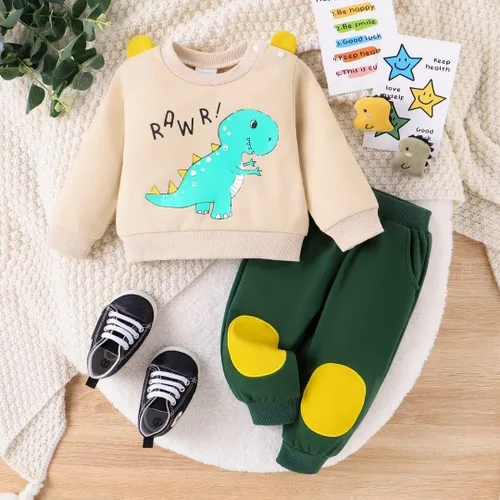 Vista 17 de Ropa para bebé niño pequeño, conjuntos de otoño e invierno, sudadera de manga larga con oso y pantalones, conjunto de 6 meses a 2 años