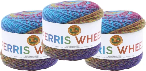 Vista 24 de Lion Brand Yarn, Hilo multicolor en forma de rueda Ferris para tejer, hacer ganchillo y manualidades, Buttercup, paquete de 1