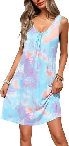 Vista 13 de Ekouaer Camisones para mujer, de viscosa de bambú, sin mangas, para dormir, con cuello en V, ropa de dormir