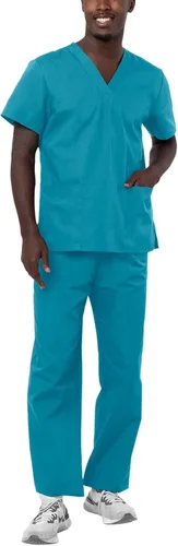 Vista 19 de Adar Uniforms Conjunto de ropa médica unisex universal - Juego de ropa médica unisex con cordón Negro