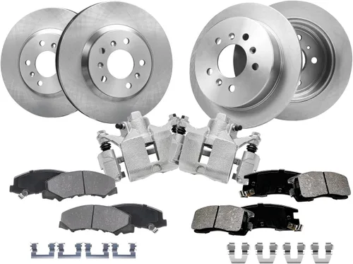 Vista 11 de Detroit Axle - Kit de frenos para Land Rover LR3 2005-2009, Rotores de freno deportivos Range Rover 2006-2009 y pastillas de freno de cerámica 2007