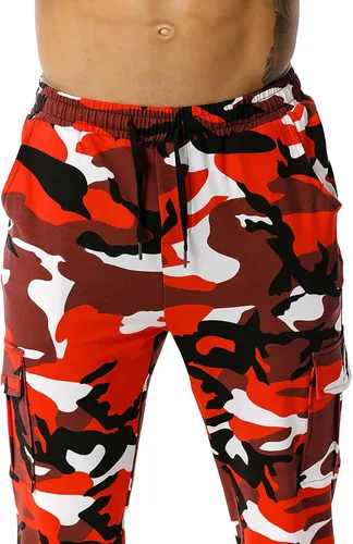 Vista 3 de MESSIYO con bolsillo casual jogging elástico de los hombres pantalones deportivos de camuflaje de cintura media pantalones de los hombres pantalones
