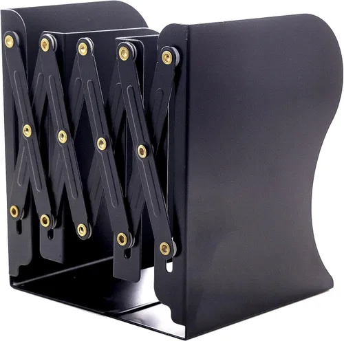 Vista 9 de Sujetalibros ajustables - Sujetalibros antideslizantes resistentes para escritorio - Soporte y organizador de libros Negro-cúbico