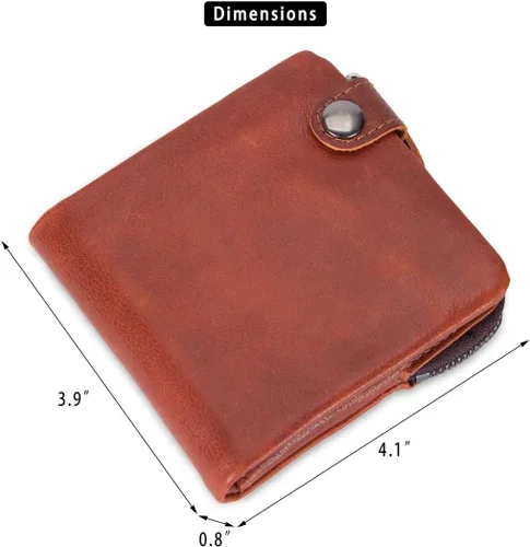 Vista 5 de Cenunco - Carteras de piel de vacuno para hombre estilo vintage con cierre de bolsillo