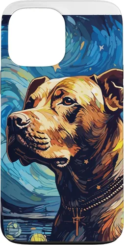 Vista 24 de Funda para iPhone 16 Pitbull Starry Night para perro, mamá, perro, papá