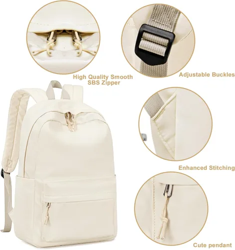 Vista 3 de BLUBOON Mochila escolar de lona, mochila escolar para adolescentes y niñas, escuela secundaria (Water Bule 3 en 1)