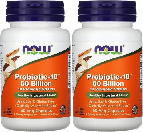 Vista 10 de NOW Foods Suplementos, Probiótico-10™, 50 mil millones, con 10 cepas probióticas, cepas verificadas, 50 cápsulas vegetales