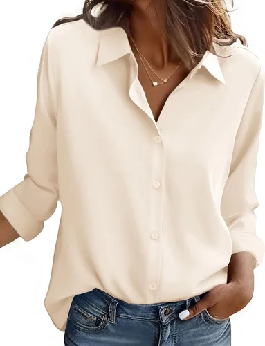Vista 12 de ZEAGOO Camisa de manga larga con botones para mujer, blusas con estampado floral, trajes de trabajo casuales de negocios, tallas S-XXL
