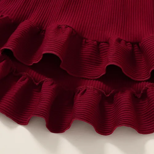 Vista 5 de YOUNGER TREE Ropa de otoño para bebés y niñas pequeñas, falda irregular de algodón sólido, vestido de invierno, falda de manga larga