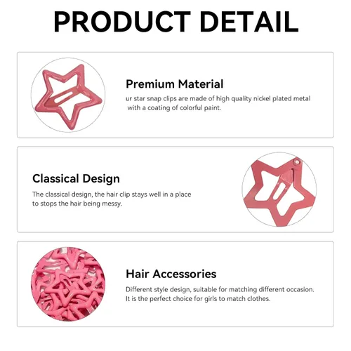 Vista 2 de 10 pinzas para el cabello con forma de estrella roja clara, pasadores para el cabello para niñas, pinzas pequeñas Y2K, antideslizantes, estrellas