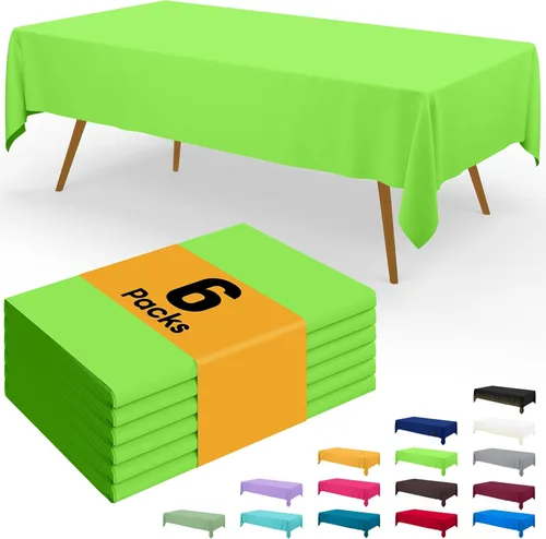 Vista 129 de Smiry - Juego de 6 manteles desechables, 54 x 78 pulgadas, manteles impermeables rectangulares para fiestas, cubierta de mesa de plástico