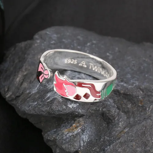 Vista 6 de TWINKANIME Demon Slayer Anime Merch Ring Fashion Anime Jewelry Cosplay Style for Men Wonmen Gifts Adjustable About 7-9 S925 Sterling Silver All