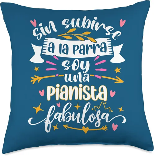 Vista 4 de Regalo Original Para El Pianista Escuela Regalos UNA Pianista Fabulosa Divertido Mujer Ideas Música de Piano Throw Pillow, 16x16, Multicolor
