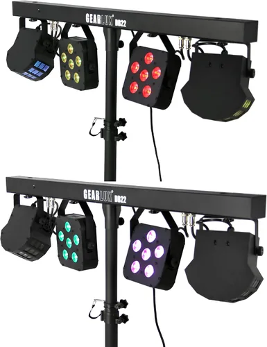 Vista 6 de Gearlux Luz LED 4 en 1 para barra de fiesta, 2 x 6 luces LED brillantes RGBW de 8 vatios y 2 LED cálidos de 10 vatios para Halloween, fiesta, boda