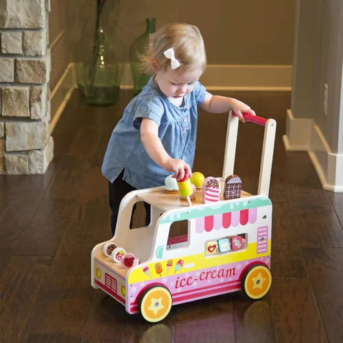 Vista 2 de Fat Brain Toys Scoop ''n Scoot - Andador de helado - Juego de madera