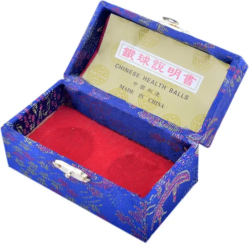 Vista 3 de fengshuisale Feng Shui Bolas de salud chinas (azul con fénix y dragón) 3.8cm/1.5" Pulsera de cuerda roja
