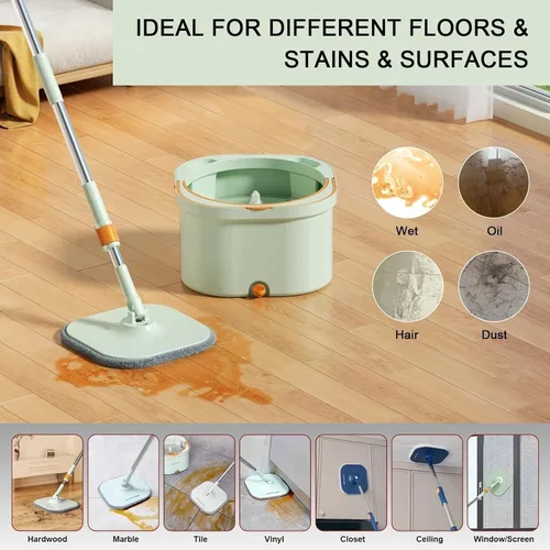 Vista 8 de True & Tidy Paquete de 2 almohadillas de microfibra extra gruesas de 9 pulgadas para mopa SPIN-800 TrueClean y cubo cuadrado, compatible con M16