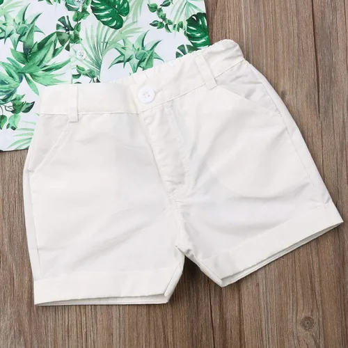 Vista 19 de Conjunto de camisa de manga corta con botones y pantalones cortos casuales con diseño de flamingo, para bebés y niños de 1 a 6 años, atuendos