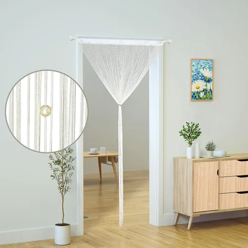 Vista 3 de YaoYue Cortina de hilos para umbral, cortinas de puerta, divisor de ambientes con flecos estilo boho hippie para colgar en patio, dormitorio