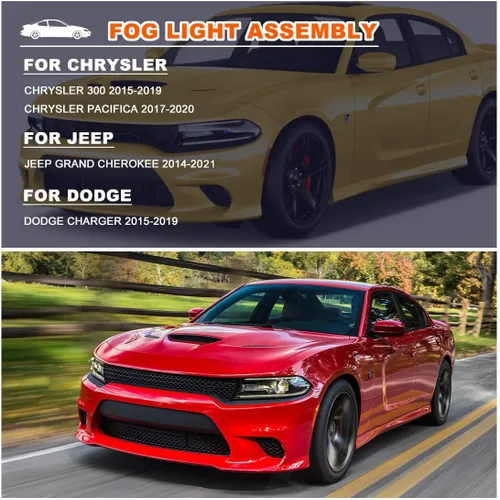 Vista 8 de Nixon Offroad Juego de luces antiniebla con bombilla LED para Dodge Charger 15-19 y Chrysler 300/17-20 Chrysler Pacifica/14-21 Jeep Grand Cherokee