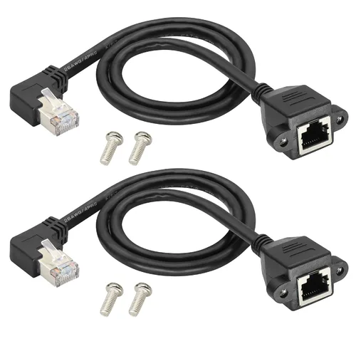 Vista 8 de Cable de extensión de red LAN RJ45 en ángulo descendente de 90° Cat6 RJ45 de 90 grados macho a hembra blindado para red Ethernet Cable de extensión