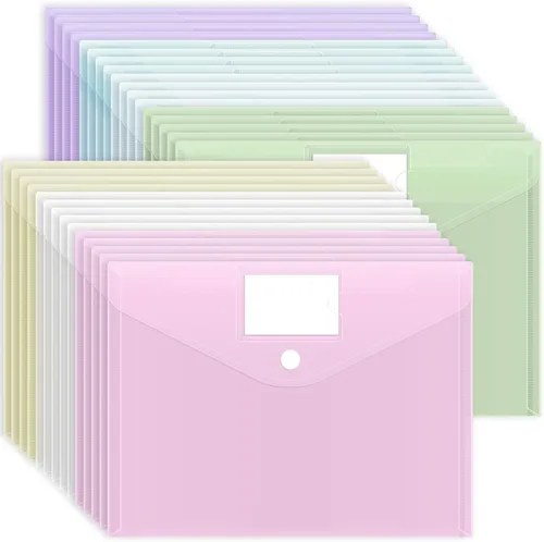 Vista 14 de EOOUT 7 sobres de plástico, carpetas de archivos de plástico para documentos, carpetas de archivos con cierre de con bolsillo para etiquetas
