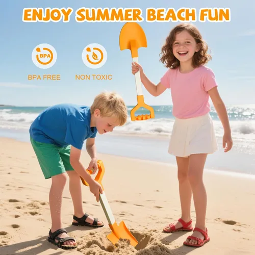 Vista 4 de Palas de playa de arena largas de 20 pulgadas para niños, palas de plástico resistente de verano, cucharas para arena, palas, juguete para caja
