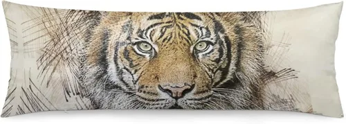 Vista 8 de Funda de almohada corporal, funda de almohada extra grande con cara de animal y gato grande, diseño de animal salvaje, funda de almohada corporal
